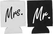 FONDOTIN 2pcs Beer Can Coolers for Weddings Mr Mrs Neoprene Sleeves Decorative Can Covers for Bridal Showers Engagement Parties and Wedding Celebrations Lightweight and Reusable