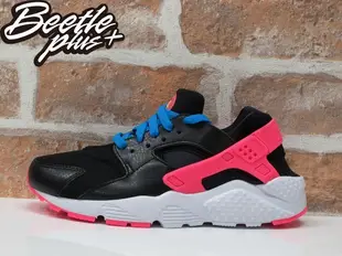 女生 BEETLE NIKE HUARACHE RUN GS 黑粉藍 武士 慢跑鞋 654280-004 24