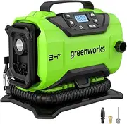 Greenworks G24IN Tyre Inflator Car Air Compressor Cordless Portable Air Pump, 11 Bar, 160 PSI Pressure Gauge, Auto Shut-Off Without 24V Battery & Charger