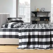 Gingham Black Printed Sheet Set