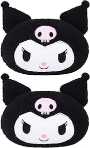 Roffatide Anime Kuromi Cartoon Car Neck Pillow 2 Pcs Plush Auto Head Neck Rest Cushion for Chairs, Recliners, Driving Seats Black