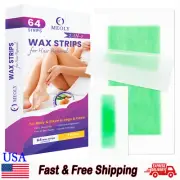 64 Strips Wax Body Hair Removal Waxing Legs Kit Paper Women and Men Depilatory
