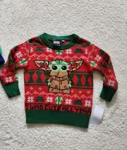 NEW toddler Boys / Girls Star Wars Christmas baby Yoda Pullover ugly sweater