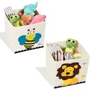 2 Pcs Foldable Animal Toy Storage Box/Bin/Cube, Collapsible Storage Organizer