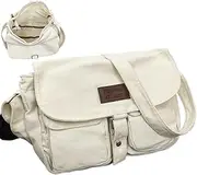 [AZIDWERYQ] Canvas Messenger Bag, Large Capacity Messenger Bag for Women, School Tote with Adjustable Strap, Zipper Crossbody Bags for Women Girls Canvas