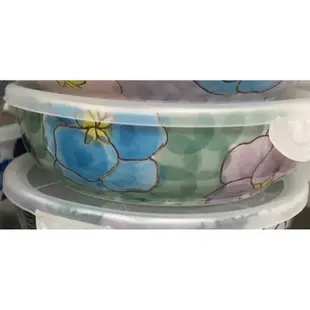 日本製 三間隔微波陶缽 三格微波保鮮盒 微波保鮮碗 三格陶瓷間隔微波保鮮盒 便當盒-櫻花