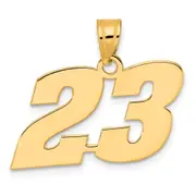 14k Yellow Gold Polished Block Number 23 Pendant