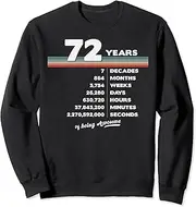 [X.Style] 72nd Birthday Vintage 72 Years Old Retro 864 Months Weeks Sweatshirt ds598 (S) Black