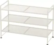 3-Tier Stackable Mesh Shoe Rack, White