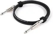 ROBAUN 1/4 Inch Guitar Cable, 6.35MM Stereo to Stereo Audio Patch Cable 6.5MM TS to TS Male to Male Instrument Cable(Black-P1077,2m)