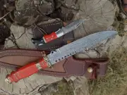 14" Handmade Damascus Steel Fancy Bowie Knife Turquoise Stone Handle W Sheath