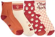 [MUK LUKS] Women's 4 Pack Quarter Crew Novelty Socks