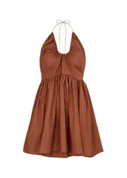 Matteau Halterneck Cotton Mini Dress - Brown - 2 (UK 8 / S) 2 (UK 8 / S)