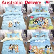 3D Cartoon Bluey Quilt/Duvet/Doona Cover Set Single/King Single Bed Kids Gift