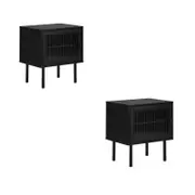 Oikiture Set of 2 Bedside Tables Black