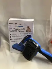 Pet Grooming Brush- Shedding Hair Rake- Slicker- Self Cleaning