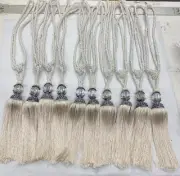 Set Of 10 Drapery Curtain Tie Back Tassel - Beige Ivory Cream