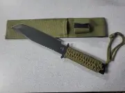 Fixed Blade Full Tang Black Stainless Cord Wrapped Knife 11.5"
