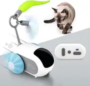Interactive Cat Toy with Remote Control, 2 Speed Automatic Moving Car Cat Toys Self Play Smart Mouse Toy with Turbo Tail for Bored Indoor Adult Cats Kittens