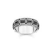 Genuine THOMAS SABO Ring wide Crocodile shell with stones silver blackened