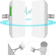 Wireless Bridge, 5.8GHz 100Mkbps 12DBi Outdoor CPE Network Extender, Point to Point Access Point PTP/PTMP Plug & Play Long Range WiFi Extender 2KM Coverage for Extending Internet or Video Surveillance