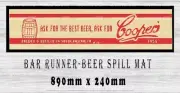 BAR RUNNER Aussie's Man Cave Beer Spill Mat (890mm X 240mm) Cooper's Pub Rubber