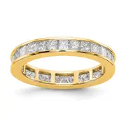 Solid Real 14k Polished 2ct Princess Channel Set CZ Eternity Wedding Band Ring