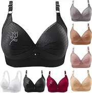 [Generic] 36 C Laceless Comfortable Breathability Underwear Large Size Brater Buckle Female Bra V Neck Vest Bralette Wireless Bra Plus Size Sports Bra