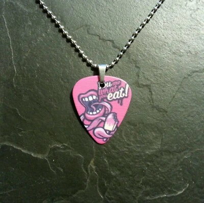 Guitar Pick Necklace Pendant Charm Lips Mouth Eat Ice Cream Cartoon Pop Art Gift