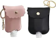 wulikanhua 2 Pcs Hand Sanitizer Keychain Portable Leather Sanitizer Holder Small Hand Sanitizer Empty Bottles