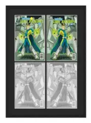 Black Comic Book Frame W/ Black Mat For 4 Golden Age Comics in a 2x2 Grid