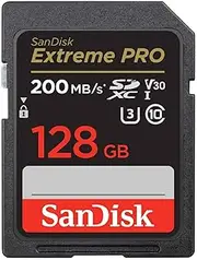 SanDisk Extreme PRO SDSDXXD-128G-GHJIN SDXC Class 10 UHS-I V30 SD Card, 128 GB SDXC Class 10 UHS-I V30 Reading, Up to 200 MB/s