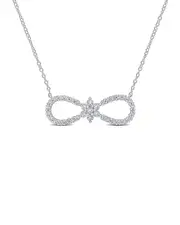 Rina Limor Silver 1.26 ct. tw. White Sapphire Infinity Floral Necklace