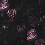 Laatse Dark Floral Wallpaper Peel and Stick, Vintage Black Contact Paper Pink Rose Flowers 17.5" x 118", Wall Paper Murals Removable Self Adhesive Waterproof for Bedroom Shelves Cabinet Drawer Table