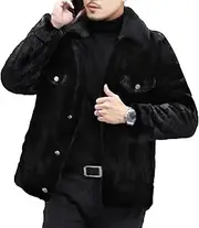 [Qolkmuiy-GJ] Men's Sherpa Sweatshirts Fleece Jackets Shaggy Thickened Warm Pockets Outcoat Solid Short Fur Striped Outwear