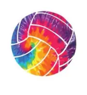 Volleyball decal, tie dye, 3", GO RUN USA