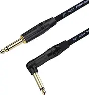 ROBAUN Instrument Guitar Cable 6.35mm TS Jack Cable 1/4 Inch Straight to Right Angle Electric Bass Guitar Cord for Keyboard(BK-Black,25m)