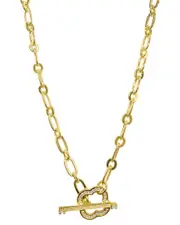 ADORNIA 14K Plated Crystal Clover Paperclip Chain Necklace