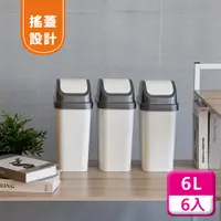 在飛比找PChome24h購物優惠-聯府搖蓋垃圾桶6L(6入)附蓋垃圾桶C306