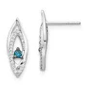 Solid 14k White Gold Blue/White Simulated CZ Earrings