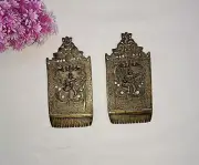 Krishna & Kaliya Engraved Comb Set Brass Antique Look Comb Table Showpiece CA848