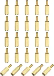 sourcing map 25Pcs Male to Female Thread Spacer Screws, M3 x 12mm + 6mm Brass Hex Standoff Screws PCB Motherboard for Drone Quadcopter, Computer and Circuit Board