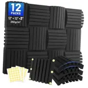 Curved Acoustic Foam Panels 3" x 12" x 12" Sound Proof Foam Panels 12 Pack