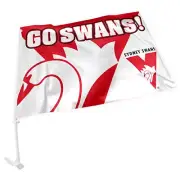 SYDNEY SWANS AFL TEAM LOGO CAR WINDOW FLAG ON PLASTIC POLE