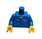 Lego - Minifigure Torso - Blue Jacket, Orange Logo, Pockets