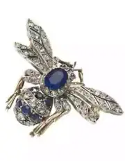 2.50Ct Oval Cut Lab Created Sapphire Bee Shape Brooch Pin 14K Yellow Gold Plated