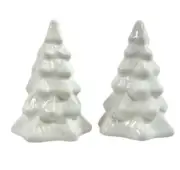 Ceramic Christmas Tree Salt & Pepper Shakers - Frosty Winter Forest White Trees
