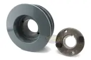 Cast Iron 4.5" Dual Groove Pulley Belt B Section 5L with 1-3/8" Sheave Bushing