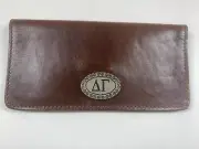 New Genuine Leather Checkbook Cover Wallet Unisex DELTA GAMMA DG SORORITY FRAT