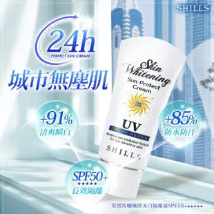 【SHILLS 舒兒絲】果然防曬極淨美白隔離霜SPF50+★★★★★3入+贈日本藍防曬噴霧(防曬乳/妝前乳)